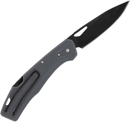 Gerber LST Lockback Knife Gray GFN Handle Two Point Seven Five Inch Black Oxide Blade For Everyday Carry by Gerber