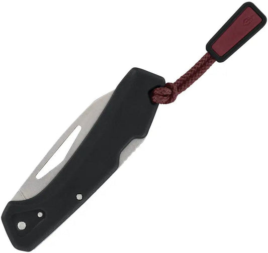 Gerber LST Mini Lockback Knife Black GFN Handle 2.75in Closed 1.75in Stonewash Wharncliffe Blade For EDC Enthusiasts by Gerber