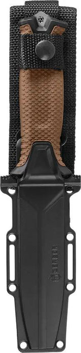 Gerber StrongArm MagnaCut 5in Fixed Blade Knife with Stonewash Tang GFN Handle MOLLE Sheath for Outdoor Enthusiasts by Gerber