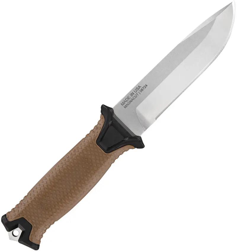Gerber StrongArm MagnaCut 5in Fixed Blade Knife with Stonewash Tang GFN Handle MOLLE Sheath for Outdoor Enthusiasts by Gerber