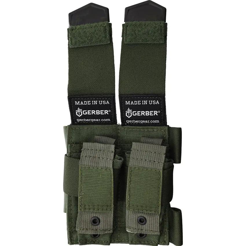 Gerber Custom Fit Quad Sheath Green Holds Four Items Plus Pen MOLLE Compatible Two Position Belt Carry For Outdoorsmen by Gerber