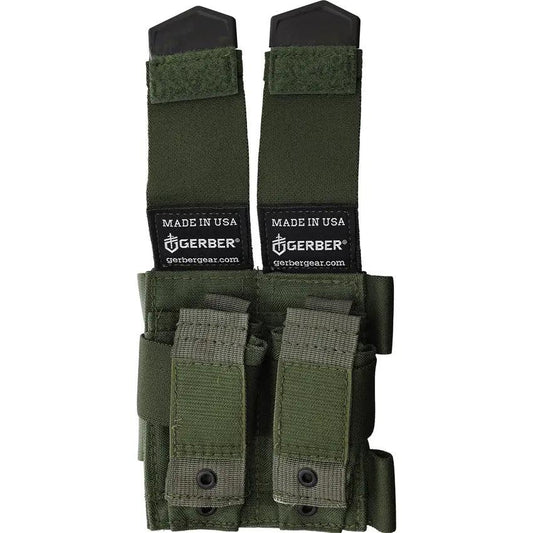 Gerber Custom Fit Quad Sheath Green Holds Four Items Plus Pen MOLLE Compatible Two Position Belt Carry For Outdoorsmen by Gerber