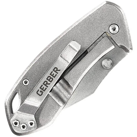 Gerber Kettlebell Framelock Gray Folding Knife For EDC Durable Aluminum Handle Satin Blade With Thumb Stud Pocket Clip by Gerber