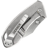 Gerber Kettlebell Framelock Gray Folding Knife For EDC Durable Aluminum Handle Satin Blade With Thumb Stud Pocket Clip by Gerber