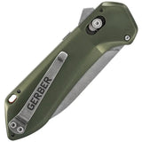 Gerber Highbrow Pivot Lock Assisted Opening Knife for EDC Enthusiasts Green Aluminum Handle by Gerber