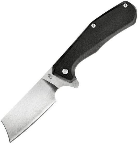 Gerber Asada Framelock Cleaver Knife For EDC Black Aluminum Handle 3.25 In Stonewashed 7Cr17MoV Blade Extended Tang by Gerber