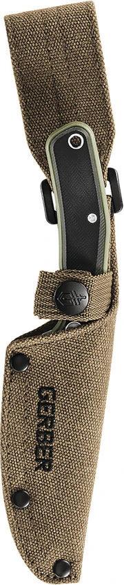 Gerber Downwind Fixed Blade Knife For Outdoor Enthusiasts With Stonewash Drop Point Blade And Green G10 Handle by Gerber