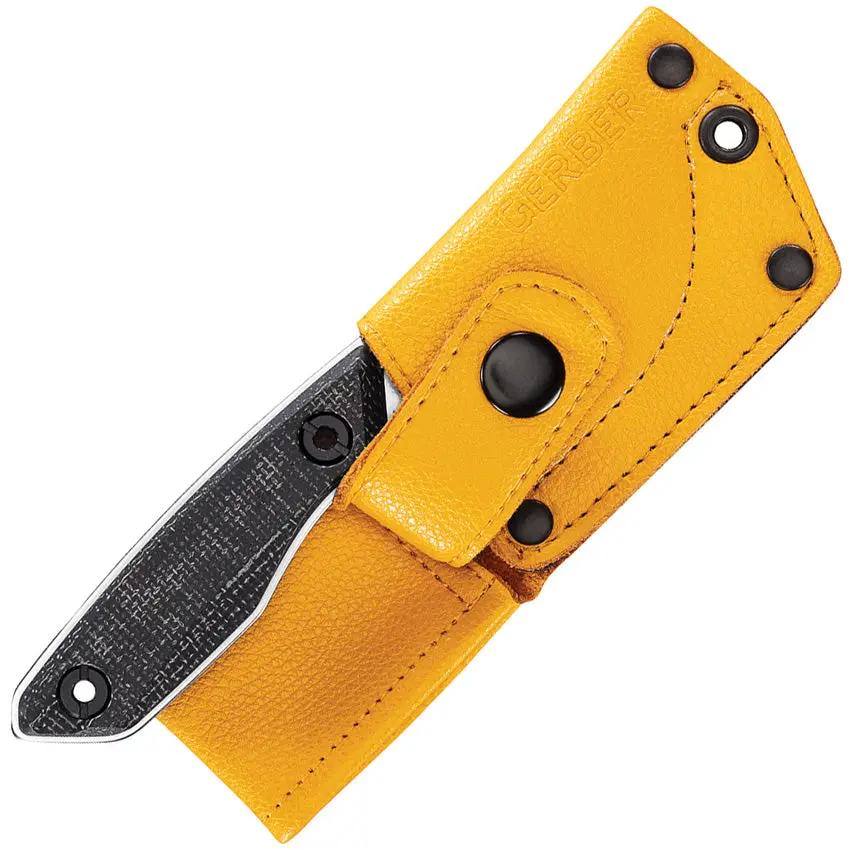 Gerber Stowe Fixed Blade Knife With Full Tang 6in Overall Stonewashed 440 Blade Leather Sheath For Outdoor Enthusiasts by Gerber