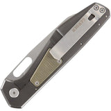 Gerber Slimsada Framelock Knife Olive Linen Micarta 3.5In D2 Blade 4.5In Closed For EDC Enthusiasts Pocket Clip by Gerber