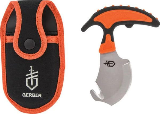 Gerber Vital Skin Gut Knife With 3 Inch Gut Hook Blade Black Blaze Orange Handle Belt Sheath For Outdoor Hunters by Gerber