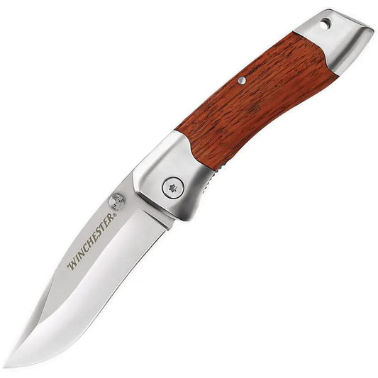 Winchester Linerlock 31-000306 - Compact Satin Stainless Blade, Wood Handle, Thumb Stud, Pocket Clip by Winchester