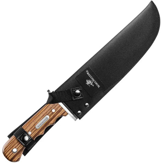 Winchester Double Barrel Bowie Zebra - 14 Inch Overall Stainless Blade With Zebra Wood Handle by Winchester