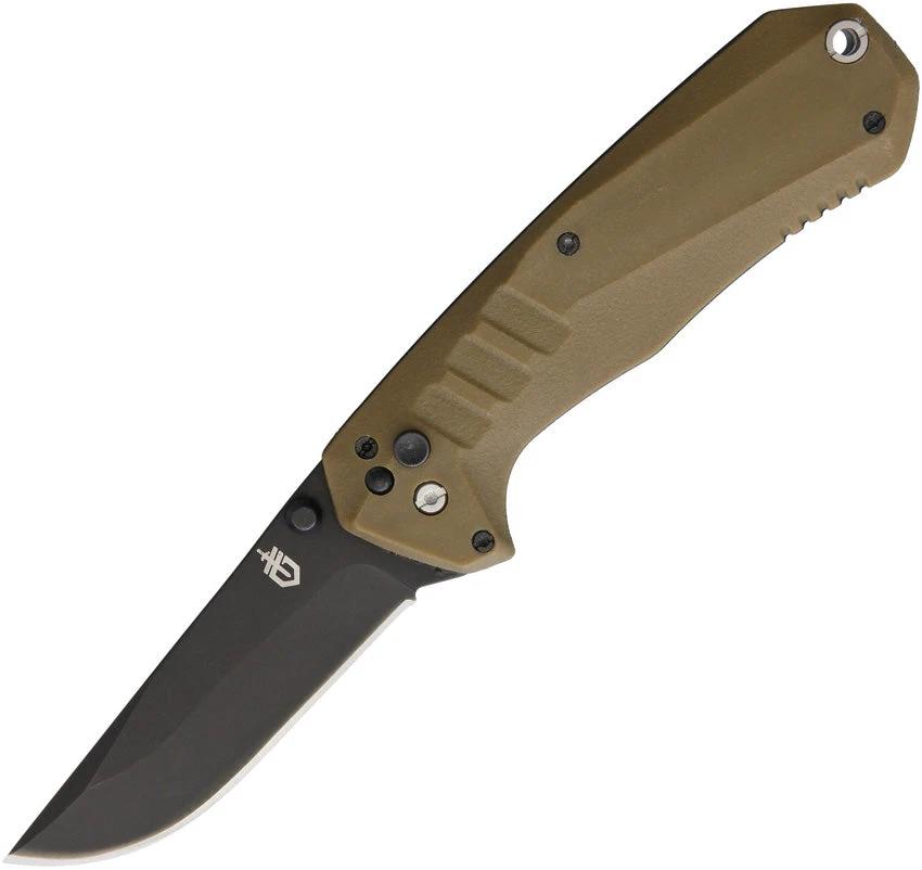 Gerber Haul Plunge Lock Assisted Opening Knife Brown Rugged GFN Handle For Outdoor EDC 5Cr15MoV by Gerber