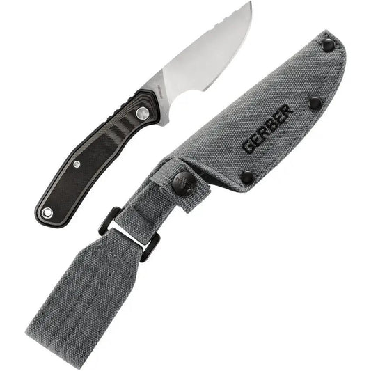 Gerber Downwind Caper Rugged Fixed Blade Knife 3.25in Drop Point 7Cr17MoV Full Tang Black Green G10 Outdoor Enthusiasts by Gerber