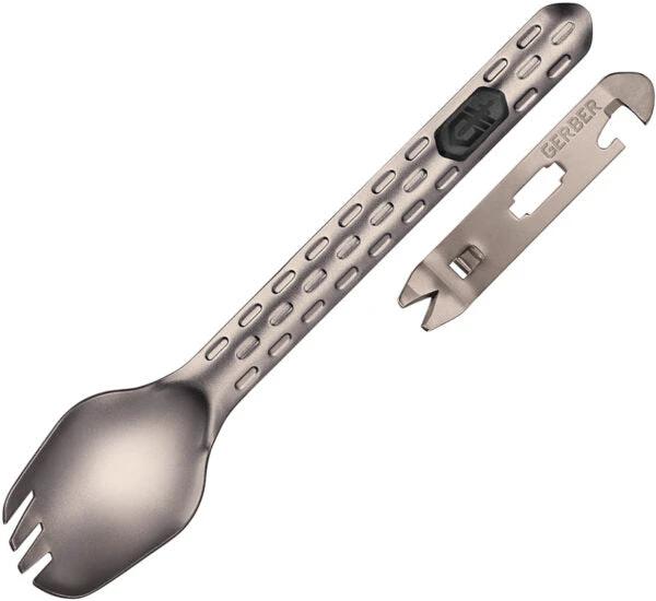 Gerber Devour TI MultiFork Titanium Camping Tool For Outdoor Enthusiasts With Belt Cutter Can Opener Bottle Opener by Gerber