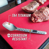 Gerber Devour TI MultiFork Titanium Camping Tool For Outdoor Enthusiasts With Belt Cutter Can Opener Bottle Opener by Gerber