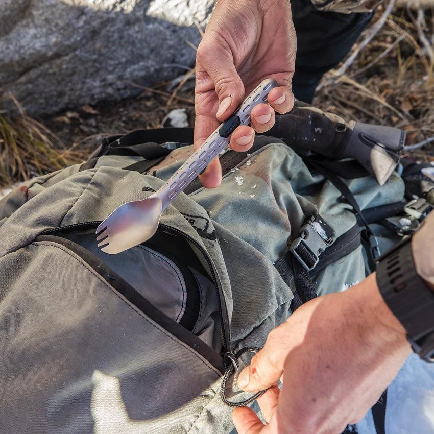 Gerber Devour TI MultiFork Titanium Camping Tool For Outdoor Enthusiasts With Belt Cutter Can Opener Bottle Opener by Gerber