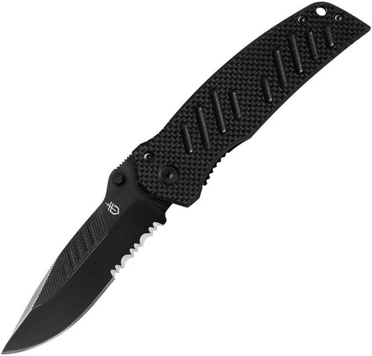 Gerber Swagger Framelock Knife Black Durable 3.13in Serrated Blade G10 Handle For EDC Enthusiasts by Gerber