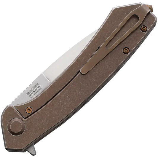 Ganzo Knives Skimen Framelock Bronze TBZ - S35VN Blade, Bronze Anodized Titanium Handle, Extended Tang, Glass Breaker by Ganzo Knives