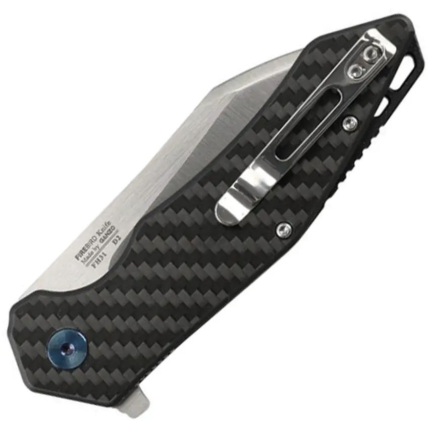 Ganzo Knives Firebird Linerlock CF FH31-CF - Carbon Fiber Handle, D2 Steel Blade, Extended Tang by Ganzo Knives