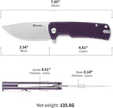 Ganzo G769 Linerlock Purple G769-PL - D2 Tool Steel Drop Point Blade With Purple G10 Handle by Ganzo Knives