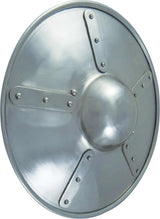Handcrafted 15 Inch Plated Buckler Shield 14 Gauge Steel With Riveted Steel Handle AB0121 by Get Dressed For Battle