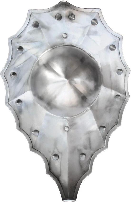 Talhoffer Buckler Shield 16 Gauge Steel 18.75x12 Inches Holly Leaf Fluting Spikes Twisted Handle 4 Lbs AB3397 by Get Dressed For Battle