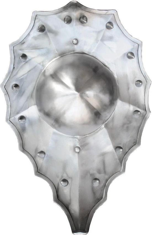 Talhoffer Buckler Shield 16 Gauge Steel 18.75x12 Inches Holly Leaf Fluting Spikes Twisted Handle 4 Lbs AB3397 by Get Dressed For Battle