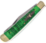 German Bull Int Trapper - Antique Green Jigged Bone Handle With Satin Clip And Spey Blades by German Bull Int
