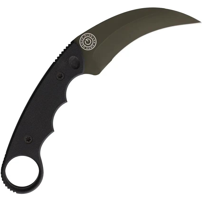 GBRS Group Combat Karambit OD Gear-KAR-ODG - 3.25in S45VN Cerakote Blade, Black G10 Handle, Full Tang, Belt Clip by GBRS Group