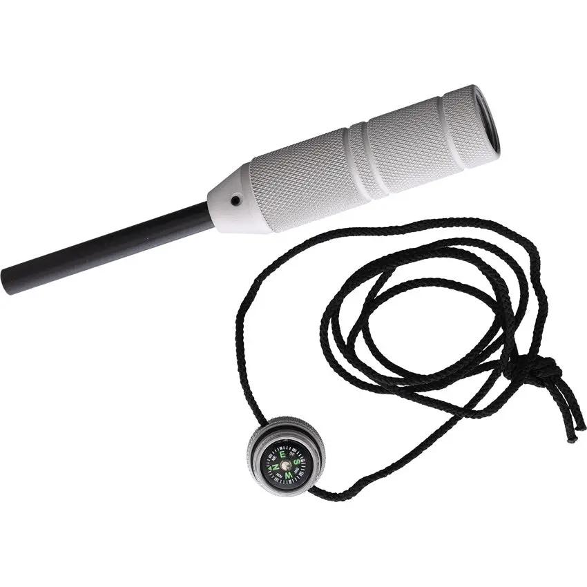 Gear Convoy BUSH Steel Blasted - Virtually Watertight Aluminum Handle Capsule With Tinder Storage And Button Compass by Gear Convoy