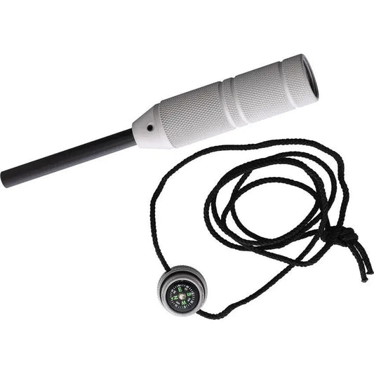 Gear Convoy BUSH Steel Blasted - Virtually Watertight Aluminum Handle Capsule With Tinder Storage And Button Compass by Gear Convoy