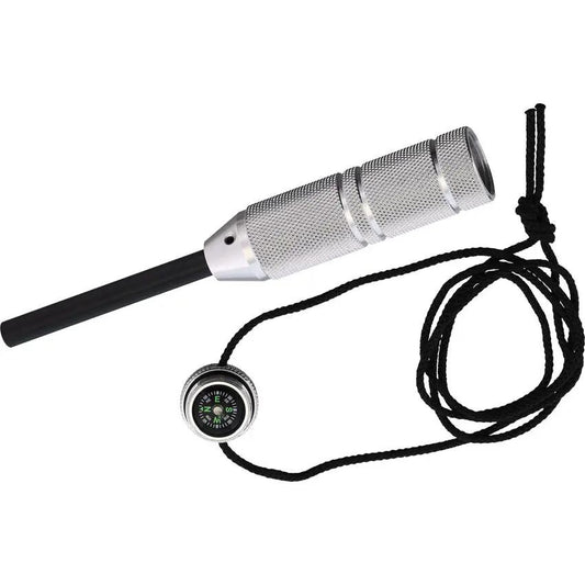 Gear Convoy B.U.S.H. Steel Satin - Waterproof Aluminum Handle Capsule for Tinder and Emergency Gear With Cap Compass by Gear Convoy