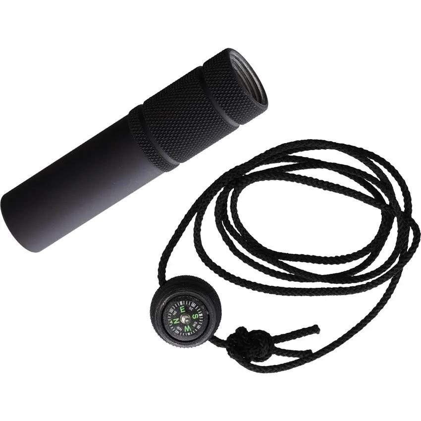 Gear Convoy Matchsafe Black Gunkote - Compact Aluminum Matchsafe With Compass Cap O Ring Seal And Paracord Lanyard by Gear Convoy