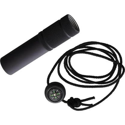 Gear Convoy Matchsafe Black Gunkote - Compact Aluminum Matchsafe With Compass Cap O Ring Seal And Paracord Lanyard by Gear Convoy