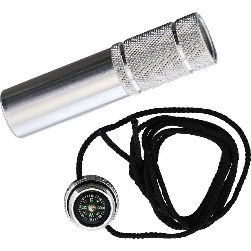 Gear Convoy Matchsafe Satin Aluminum - O Ring Seal Compass Cap Paracord Lanyard Burlap Pouch by Gear Convoy