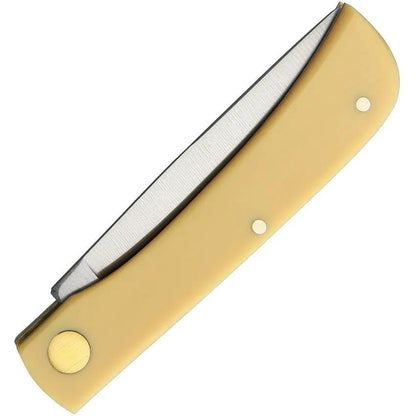 German Eye Clodbuster Jr Knife - Mirror Finish Skinner Blade, 3.75 Inch Closed, Solingen Carbon Steel, Yellow Handle by German Eye