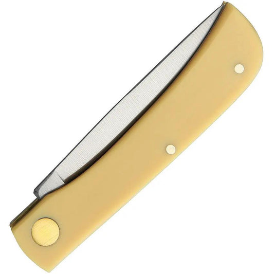 German Eye Clodbuster Jr Knife - Mirror Finish Skinner Blade, 3.75 Inch Closed, Solingen Carbon Steel, Yellow Handle by German Eye