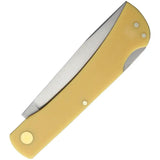 German Eye Clodbuster Lockback - Satin Finish Skinner Blade, Yellow Synthetic Handle, Solingen Carbon Steel by German Eye