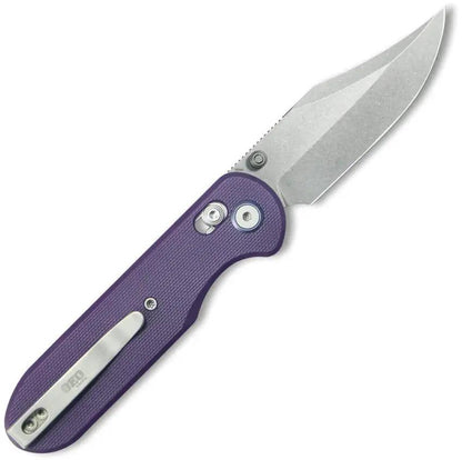 GEO Knife Ethereal Cutter Axis Lock - Purple G10 Bohler M390 Stonewash 4.13 Inch Closed 3 Inch Blade by GEO Knife