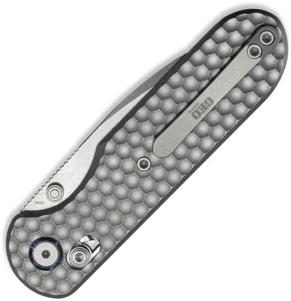 GEO Knife Ethereal Cutter Axis Lock - 3 Inch Bohler M390 Drop Point Blade Gray Textured Titanium Handle by GEO Knife