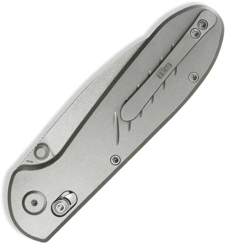GEO Knife Frost Axis Lock - Bohler M390 Drop Point Blade With Gray Titanium Handle 4.5 Inch Closed by GEO Knife