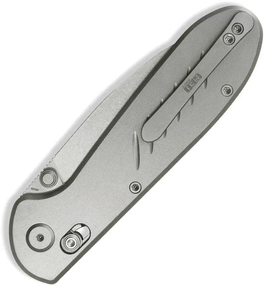 GEO Knife Frost Axis Lock - Bohler M390 Drop Point Blade With Gray Titanium Handle 4.5 Inch Closed by GEO Knife