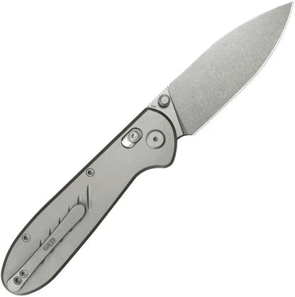 GEO Knife Frost Axis Lock - Bohler M390 Drop Point Blade With Gray Titanium Handle 4.5 Inch Closed by GEO Knife