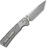 GEO Knife Blaze Axis Lock SW Tanto GEO2503A - Stonewashed Bohler M390 Blade With Gray Textured Titanium Handle by GEO Knife