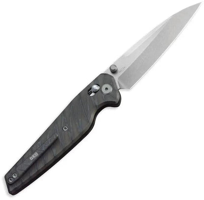 GEO Knife Fantasm Axis Lock Tiger - Stonewashed Bohler M390 Blade With Titanium Tiger Stripe Handle by GEO Knife
