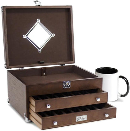 Gerstner International T14 2-Drawer EDC Case - Red Oak Construction With Dark Oak Stain And Felt Lined Interiors by Gerstner International