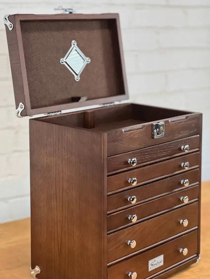Gerstner International 6-Drawer Collector's Chest Oak GI-T16-D - Felt-Lined Drawers, Hidden Locking System by Gerstner International