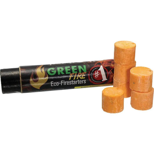 Green Fire Fire Starter 6 Pack Orange - Wax Based Biodegradable Clean Burning Visible Flame by Green Fire