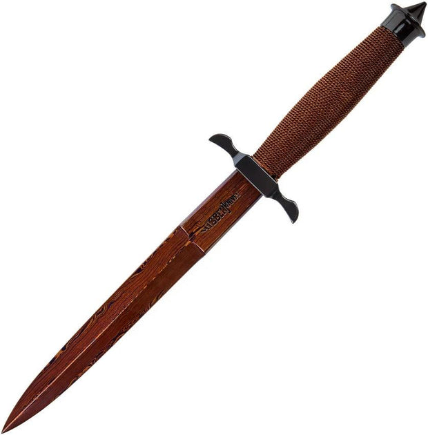Hibben Silver Shadow Dagger With Hellfyre Damascus Blade And Wire Wrapped Handle For Knife Collectors Premium Sheath by Hibben